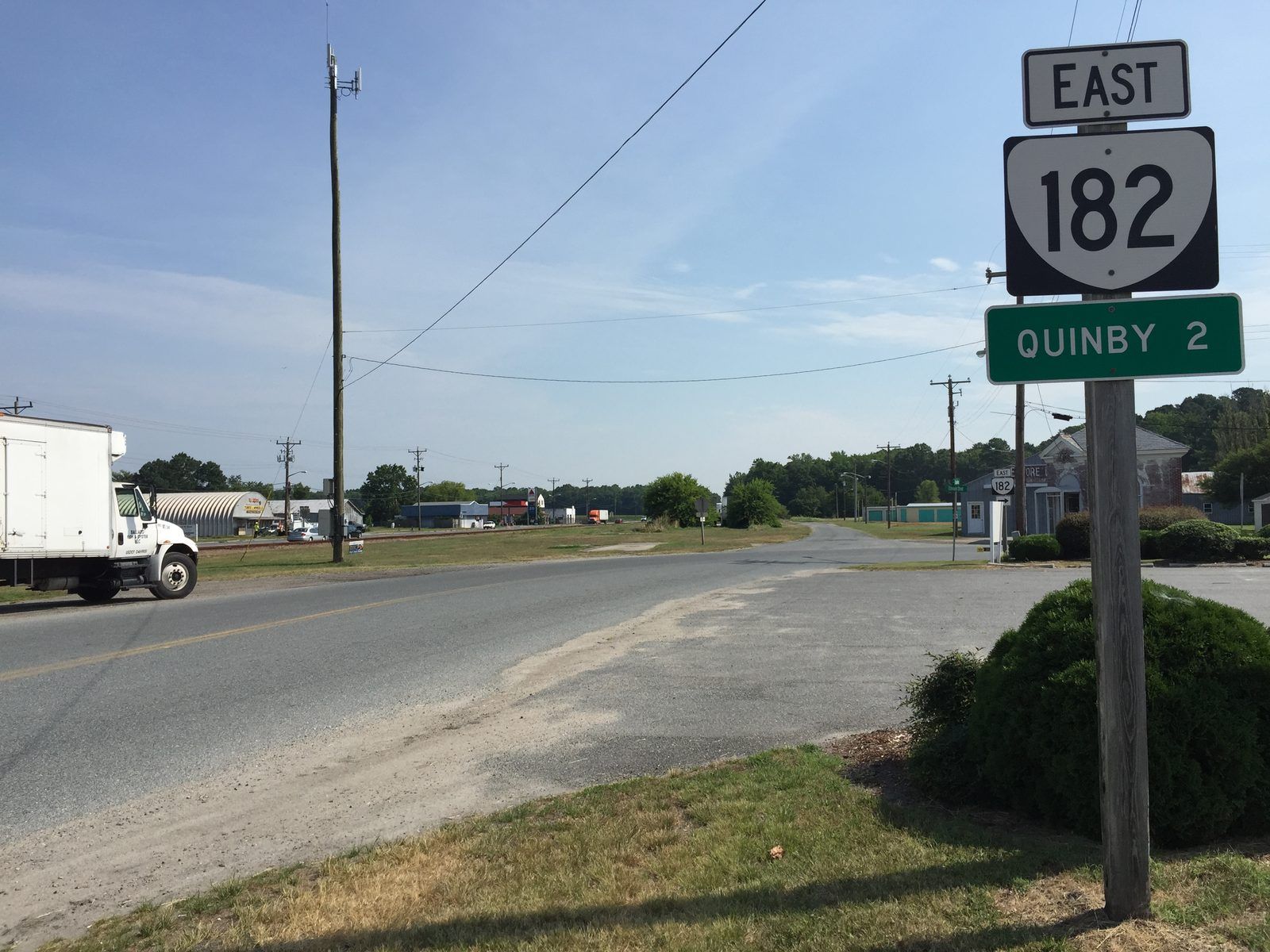2017-07-12 09 57 48 View east along Virginia State Route 182 (Edmunds Street) at U.S. Route 13 (Lankford Highway) in Painter, Accomack County, Virginia